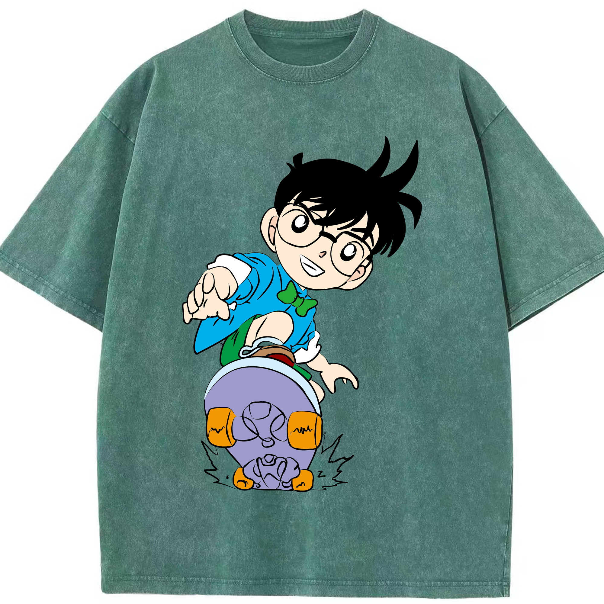 （画像用） 名探偵コナン 江戸川 コナン Detective Conan Conan Edogawa 綿100% ヴィンテージ風 半袖Tシャツ（フロントプリント）